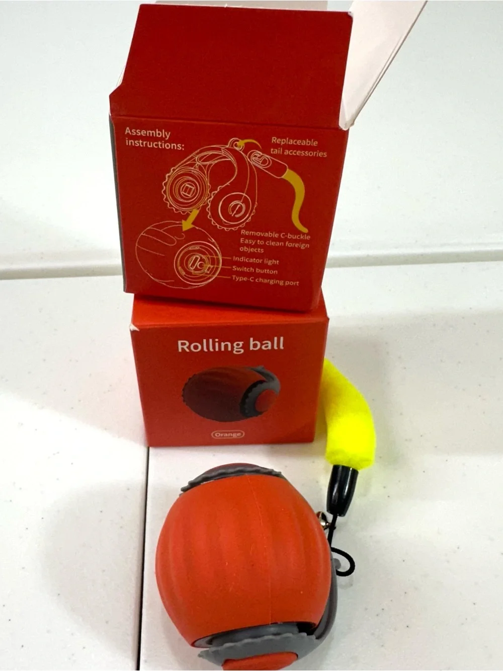 2 Pack of Bright Orange Speedy Sprint Ball Cat Toy